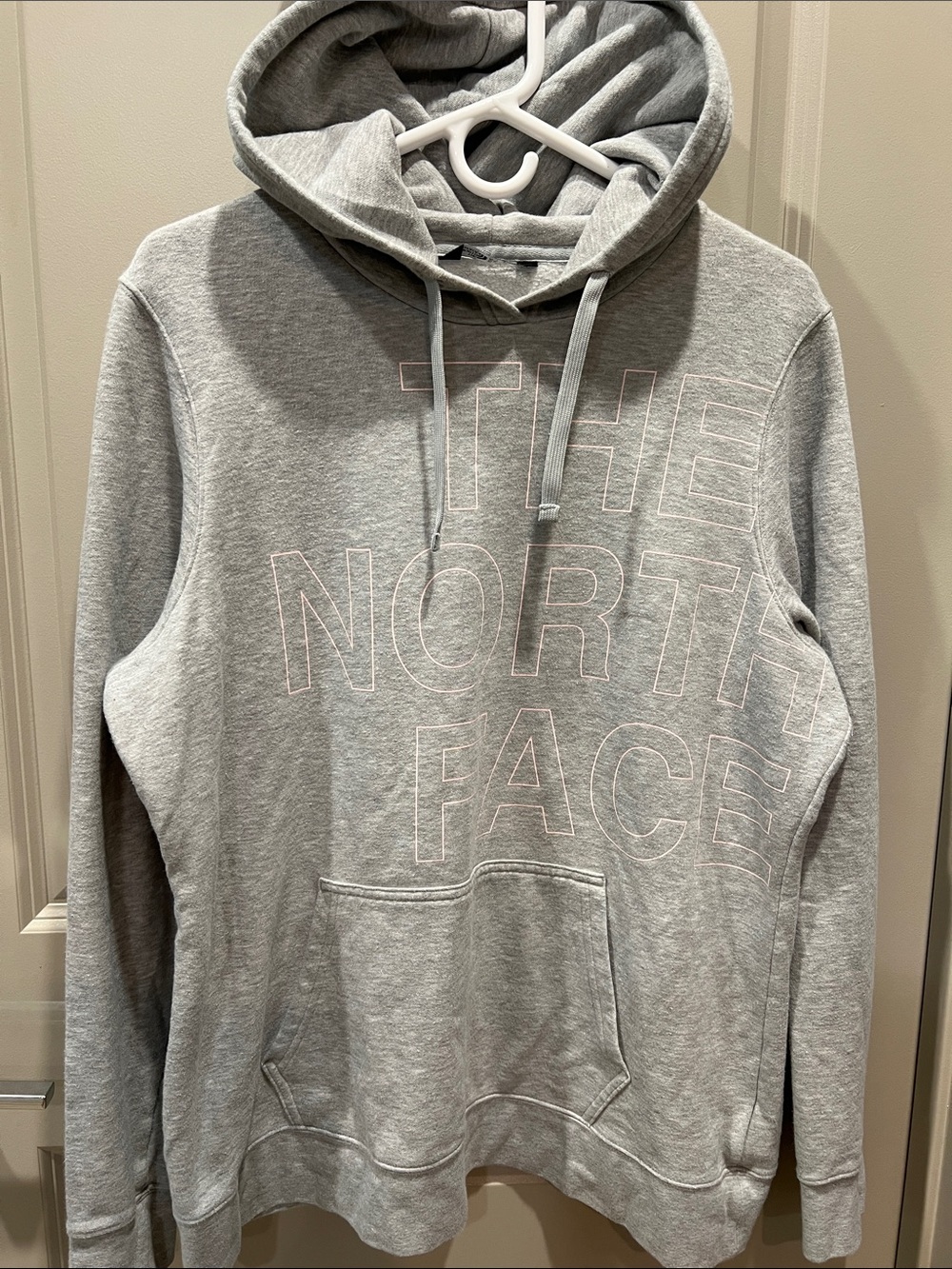 The North Face Light Grey Pullover Hoodie with Outline Logo